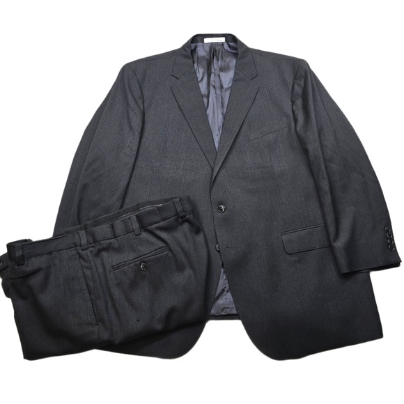 Joseph Abboud Wool Suit Men 50S 2 Piece Pants 44x26 Charcoal Super 100s Tollegno